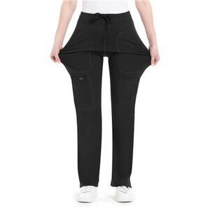 Yoga Scrub Pants Women Mid Rise Yoga Work Pants- Five Pocket Cargo Scrub